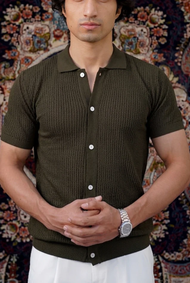 Deep Olive Green Cardigan Polo